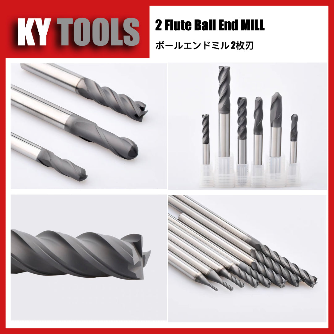 Carbide Ball End Mills, 2 Flute, for Graphite