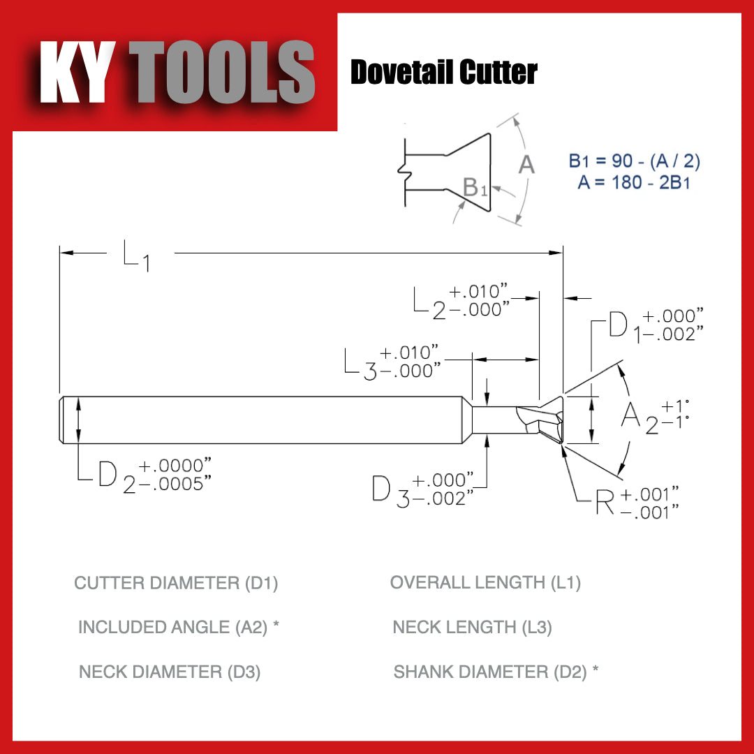 Dovetail Cutters, Solid Carbide, TiSiN Coated