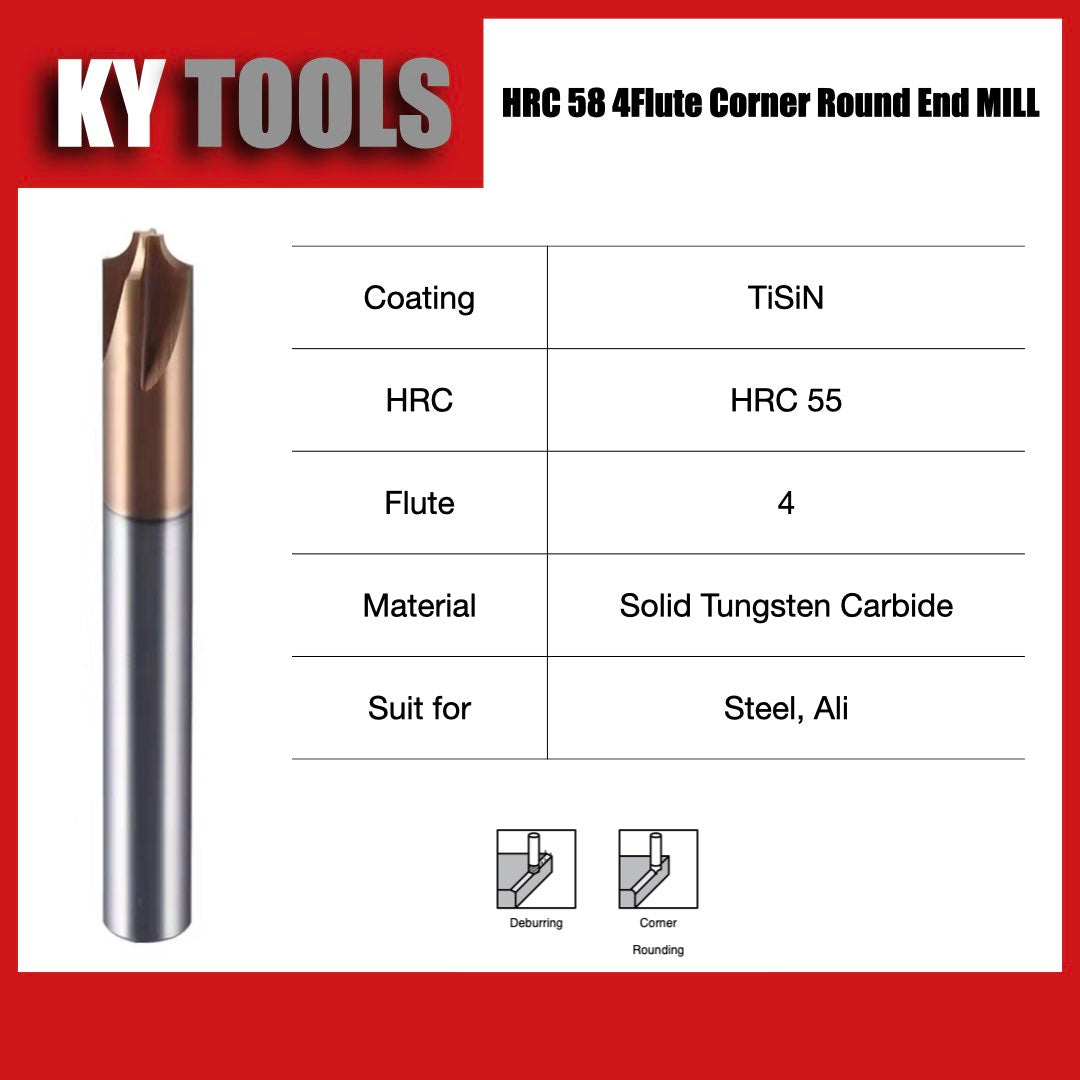 HRC 58 Corner Rounding End Mills - KYTOOLS