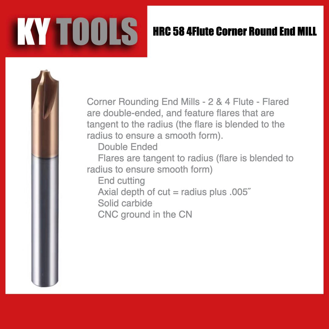 HRC 58 Corner Rounding End Mills - KYTOOLS