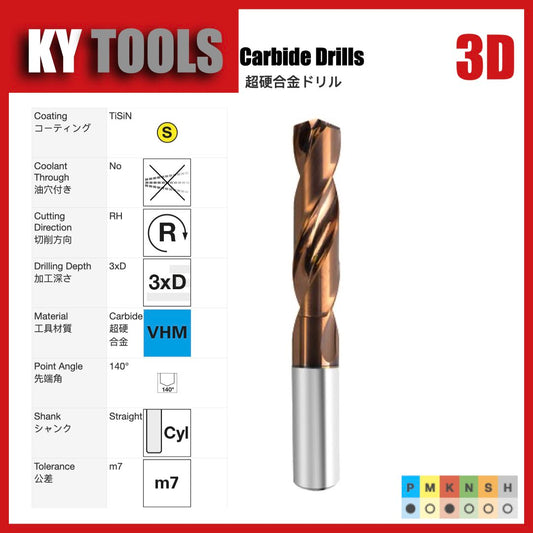 Carbide Drills, 3D, 10mm~20mm