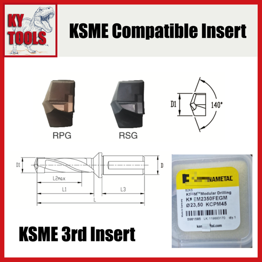 KSME Compatible Insert, Modular Carbide Coolant Drill, 12.5mm to 51mm, 3D to 12D