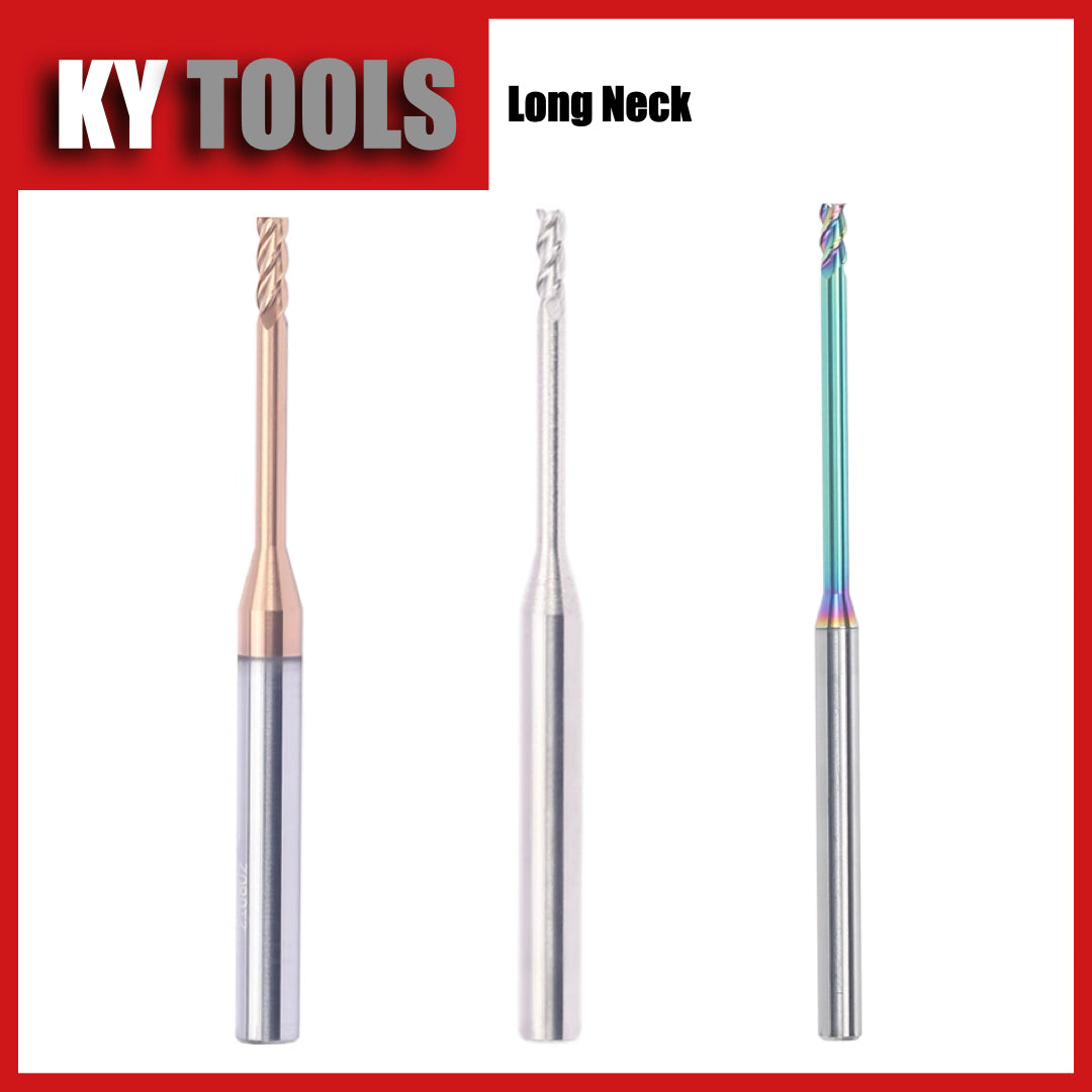 Square End Mill, Long Neck, Carbide, DLC Coated