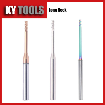 Fresa de extremo cuadrado, cuello largo, carburo, sin recubrimiento 