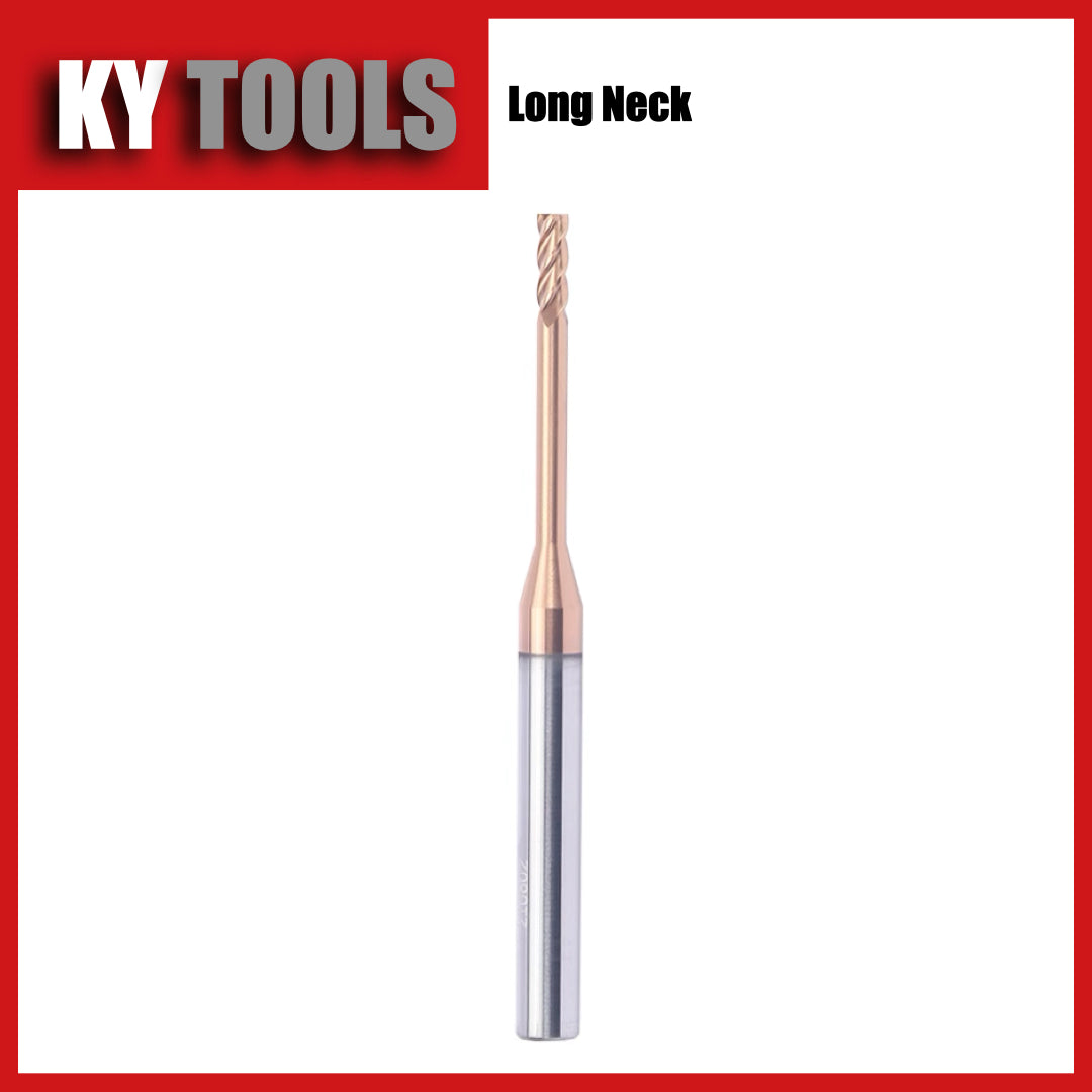 Square End Mill, Long Neck, Carbide, DLC Coated