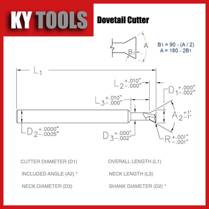 Fresas de cola de milano, carburo sólido, recubiertas de TiSiN 