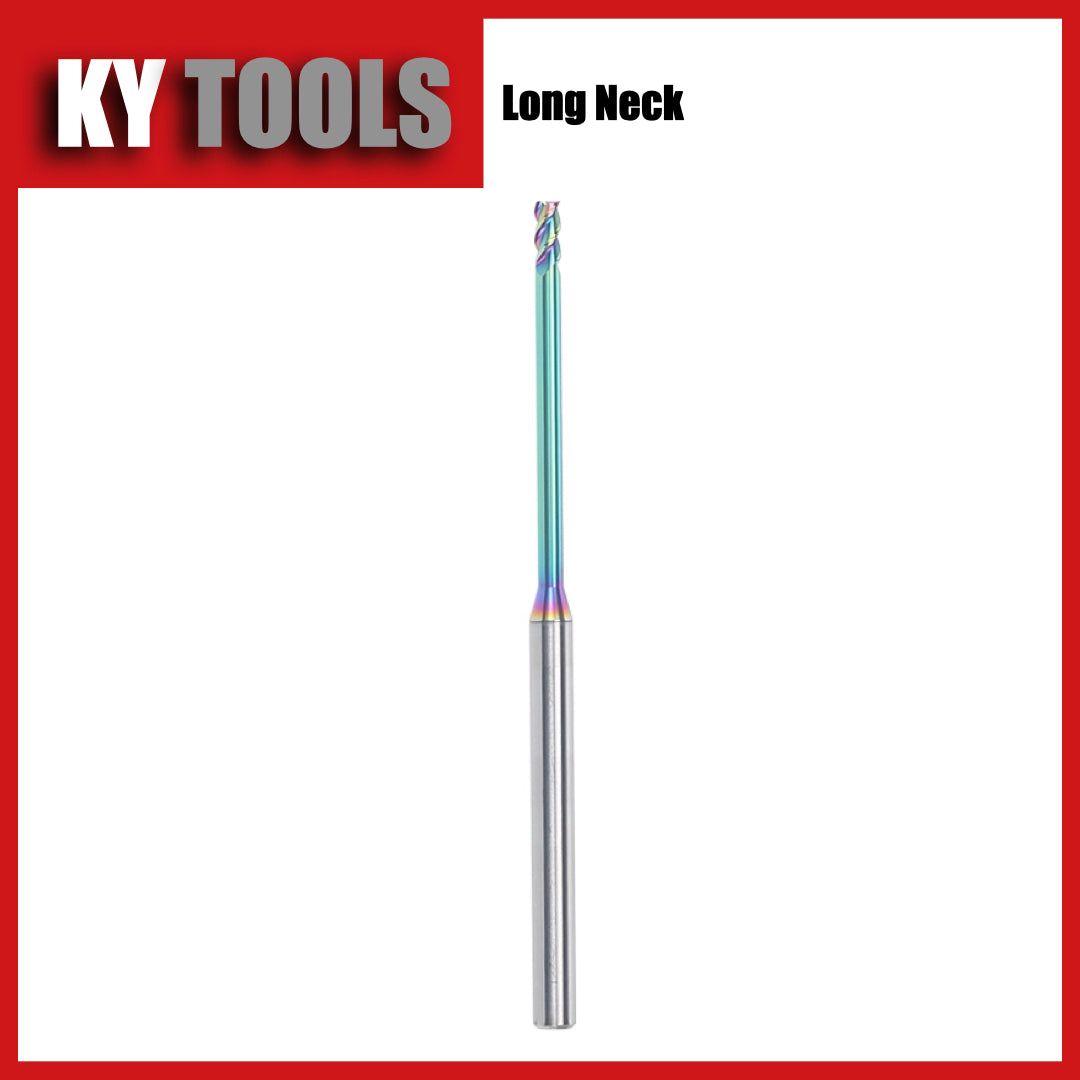 Square End Mill, Long Neck, Carbide, DLC Coated