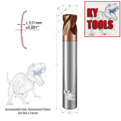 Lens End Mills, Solid Tungsten Carbide, Inch & Metric, Lens Form, BARREL SHAPED END MILLS