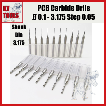PCB Drills, Carbide, Uncoated, 0.15mm-3.175mm