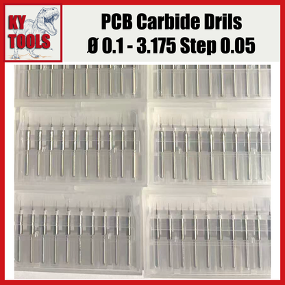 PCB Drills, Carbide, Uncoated, 0.15mm-3.175mm