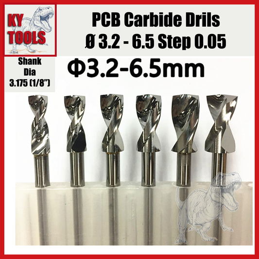 PCB Drills, Carbide, Uncoated, 3.2mm-6.5mm