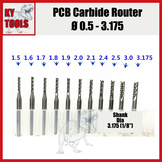 PCB End Mills, Carbide, Uncoated, 0.5mm-2.1mm